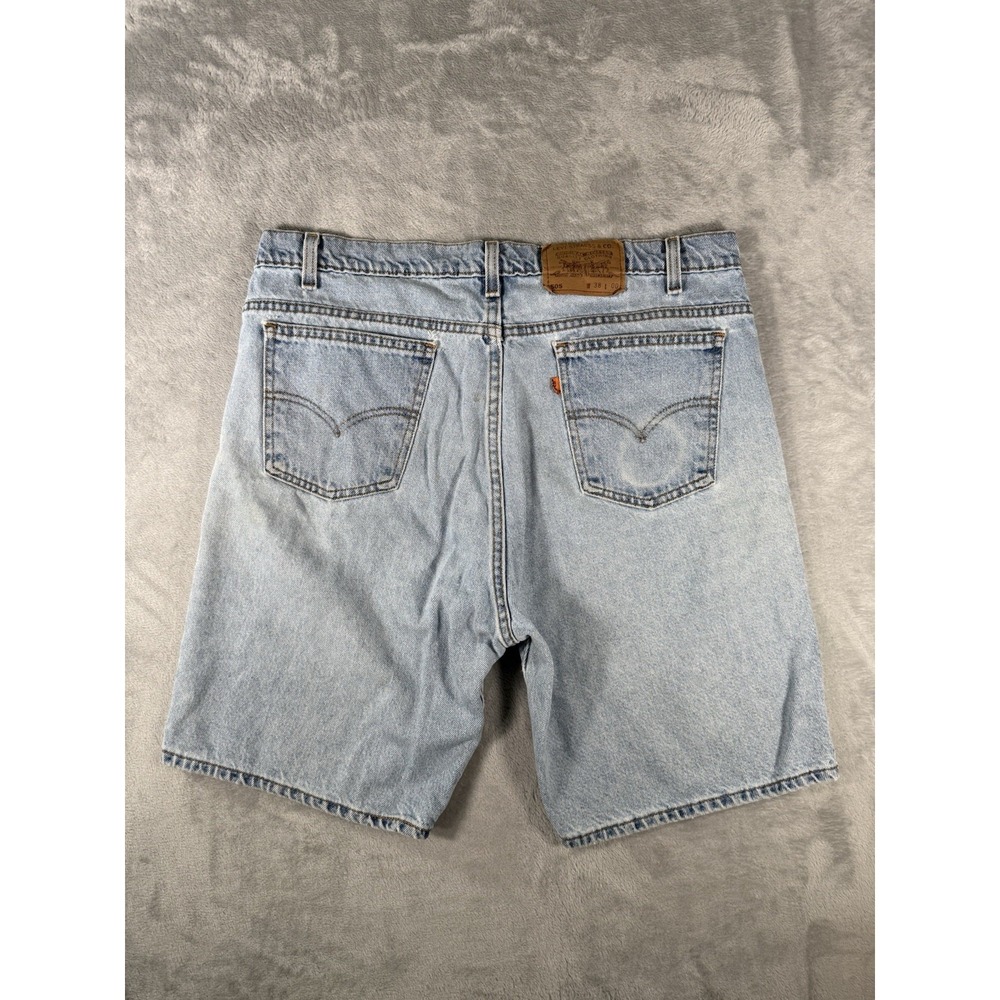 Levis 505 Jean Shorts Mens 38 Distressed Denim Orange Tab 90s Vtg Made In USA